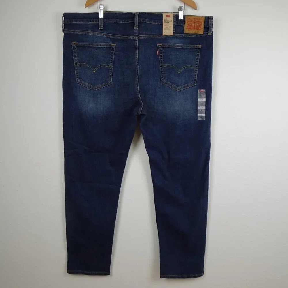 Levi's 502 Taper Jeans Big Men's Size 48x34 Blue Stretch Denim Regular Fit